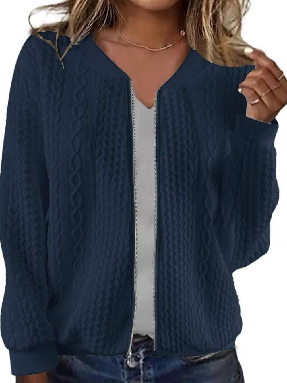 Women's Zip Cardigan Sweater with Pockets